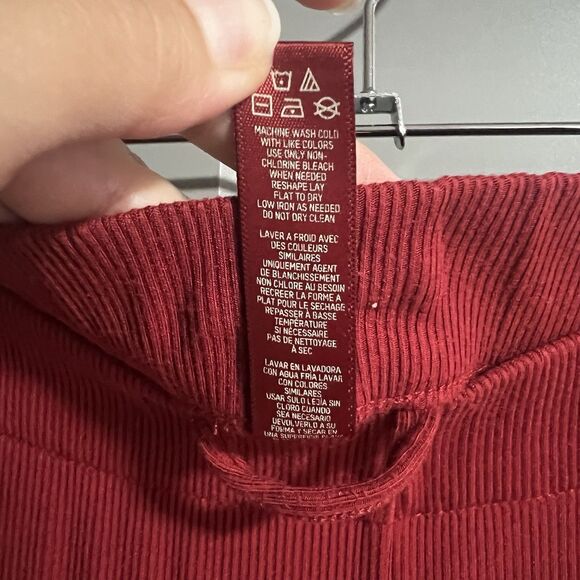 SKIMS Women Ribbed Wide Leg Elastic Waist Pants Red Medium Lounge Cozy - Picture 8 of 8